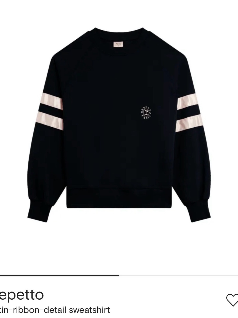 NWT S - Repetto Black Sweatshirt with Pale Pink Satin Sleeves